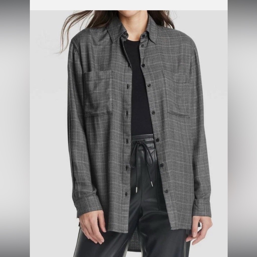A New Day Women's Oversized Long Sleeve Flannel Button-Down